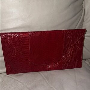 Textured Red Envelope Clutch - Women's Evening Wristlet